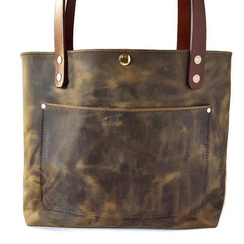 Sage Green Pull-up Leather Tote