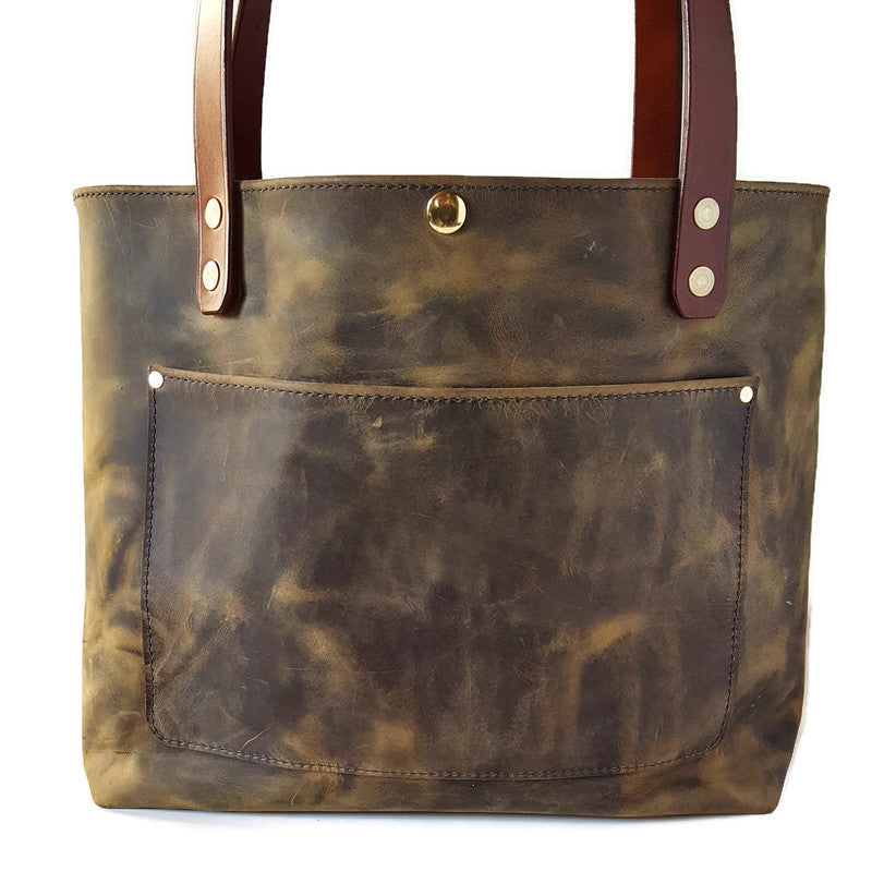 Sage Green Pull-up Leather Tote