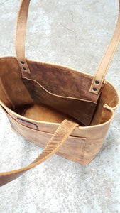 Distressed Pull-up Leather Tote