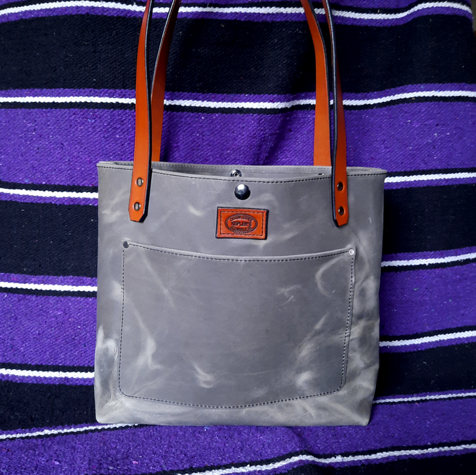 Slate Gray Pull-up Leather Tote