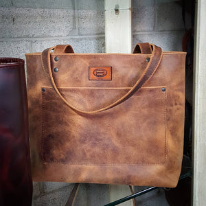 Distressed Pull-up Leather Tote