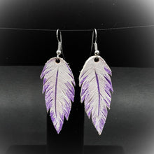 Leather Feather Earring With Color Accent
