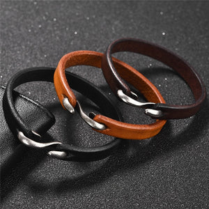 MENS - Vintage Bracelet in Black, Brown, or Tan. leather band with hook closure