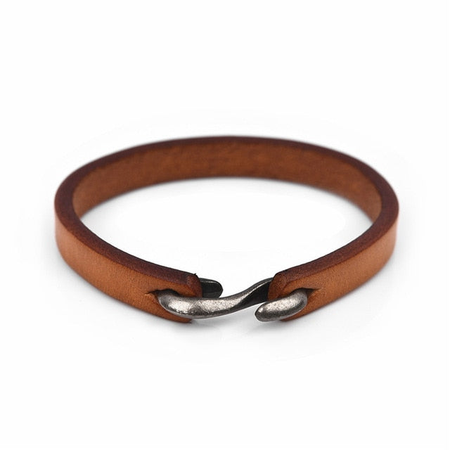 MENS - Vintage Bracelet in Black, Brown, or Tan. leather band with hook closure